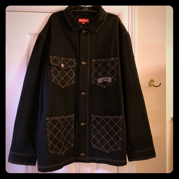 supreme diamond stitch denim chore coat